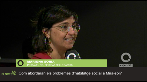 Mariona Soria, portaveu del Sindicat de Llogaters, pregunta sobre el problema d'habitatge social