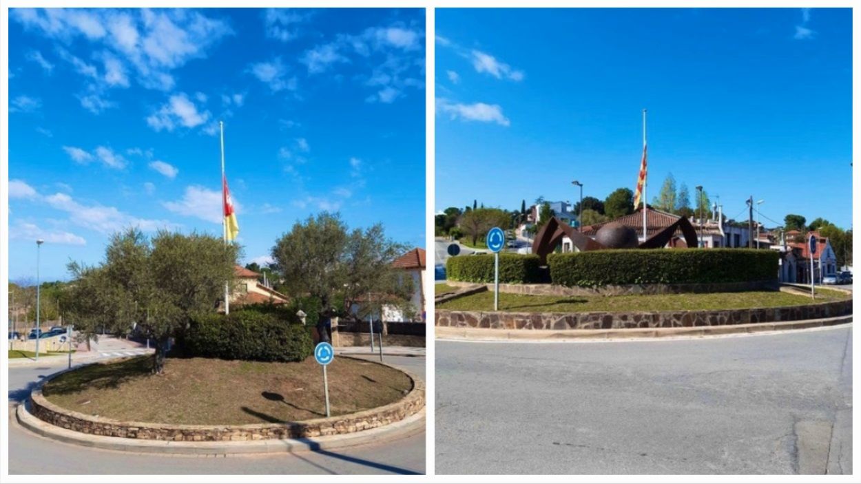 Banderes a mig pal a Valldoreix en record de les víctimes de la Covid-19