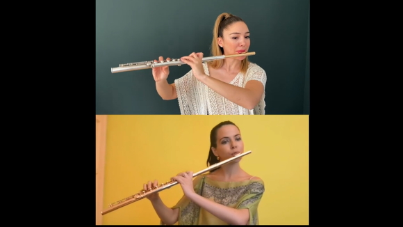 Vídeo confinat d'el vol del moscardó per les flautistes Elisabet Franch i Aslihan And