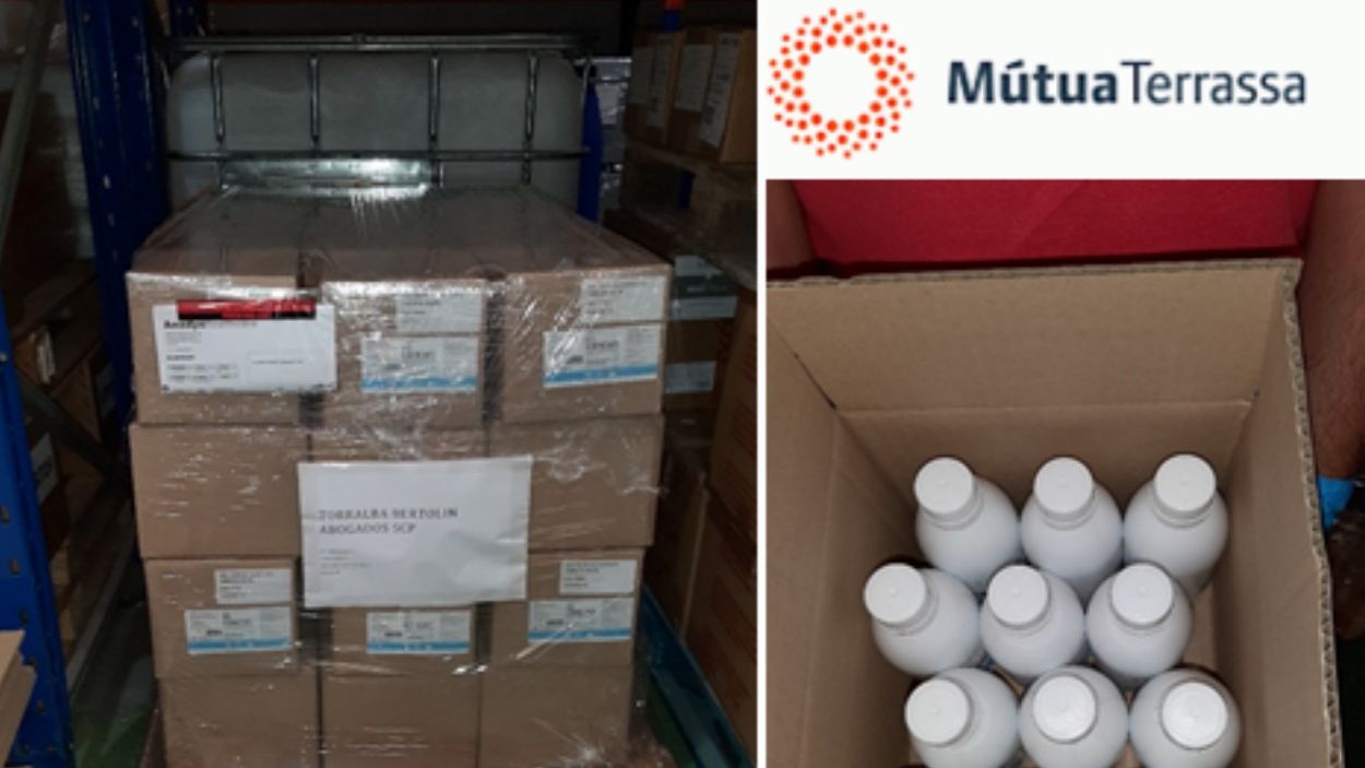 El despatx d'advocats santcugatenc Torralba Bertolín dona líquid higienitzant a Mútua Terrassa