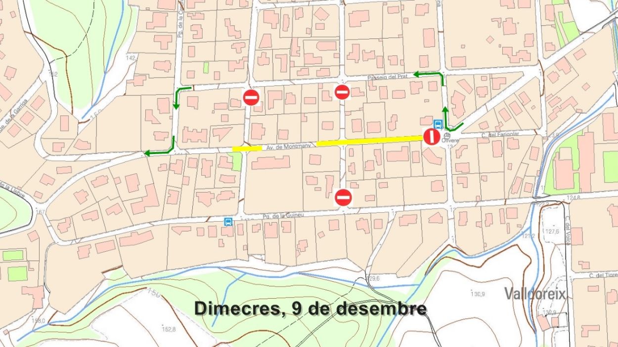 Tall de trànsit a l'avinguda de Montmany per obres