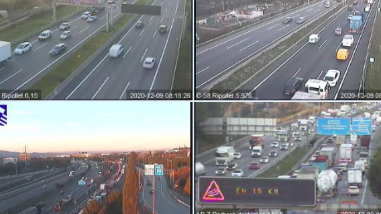 Un accident a l'AP-7 al Papiol ha provocat cues de fins a 18 km aquest dimecres al matí