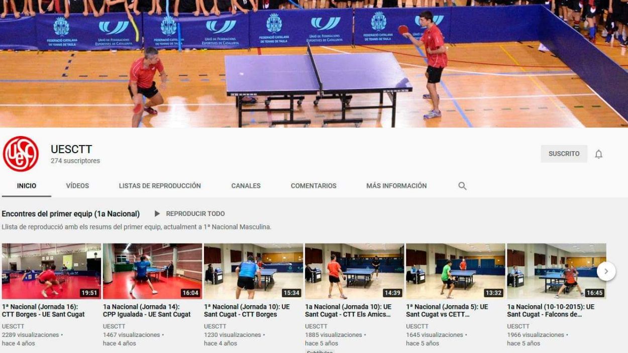 La UESC de tennis taula necessita 1.000 subscriptors al canal de Youtube per emetre els partits