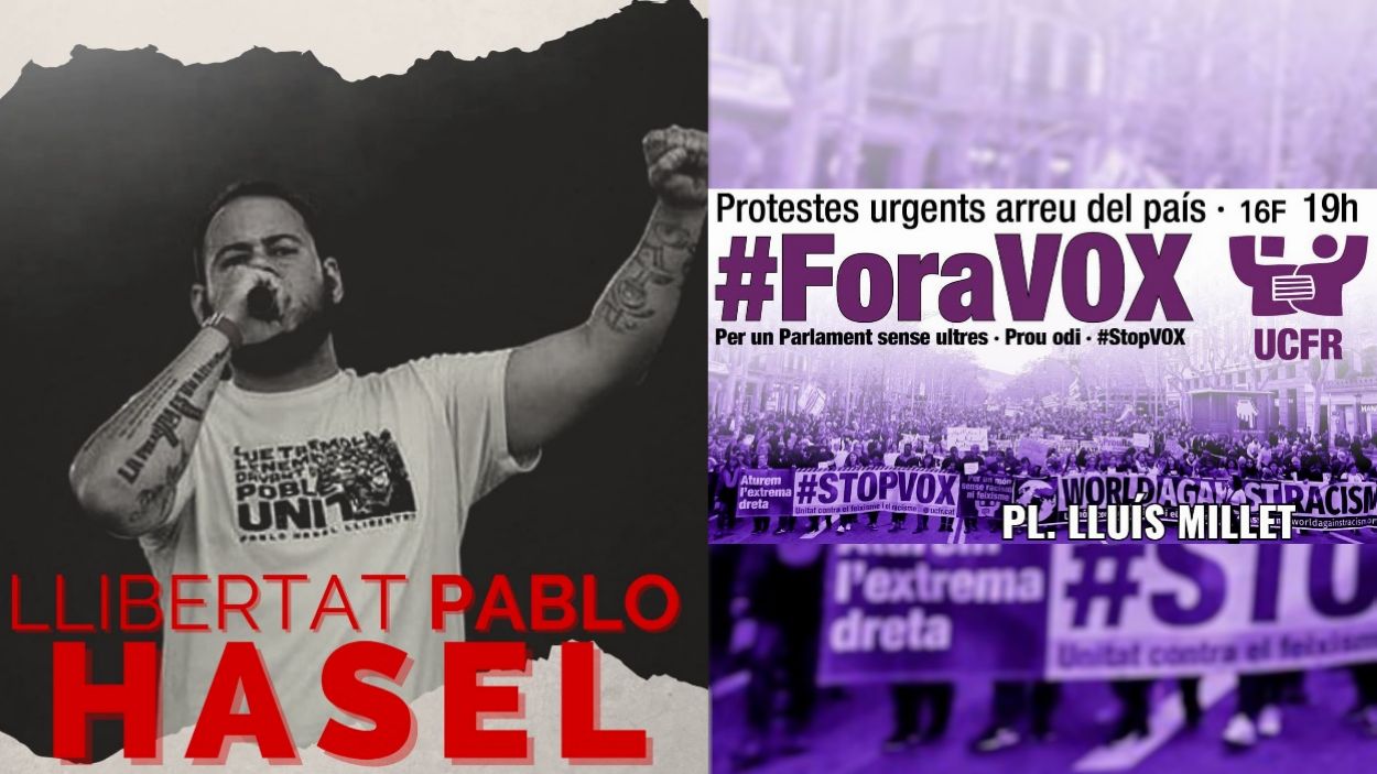 Concentració a Sant Cugat contra la detenció de Pablo Hasél i l'entrada de VOX al Parlament