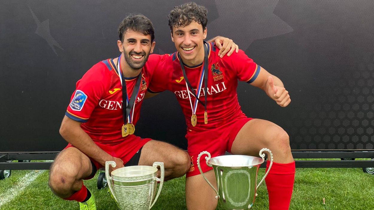Pol Pla i Josep Serrés, campions d'Europa de rugbi a 7 amb la selecció espanyola