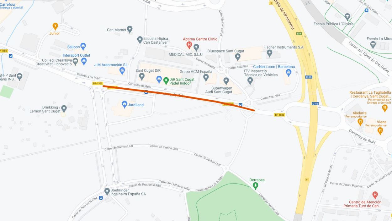 Tall de trànsit a la carretera de Rubí aquest dimarts fins les 15 h