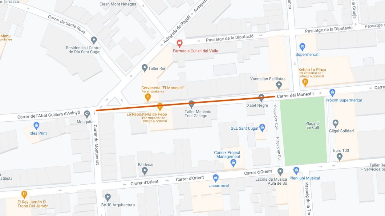 Tall de trànsit al carrer Monestir entre les 8 h i les 18 h fins dimarts