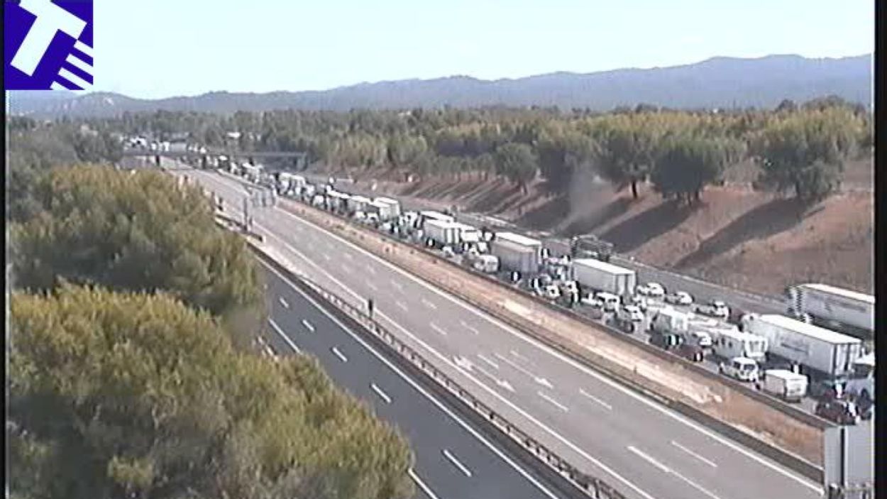 Un incendi de vegetació a Cerdanyola obliga a tallar el trànsit a l'AP-7 i la B-30 en sentit nord