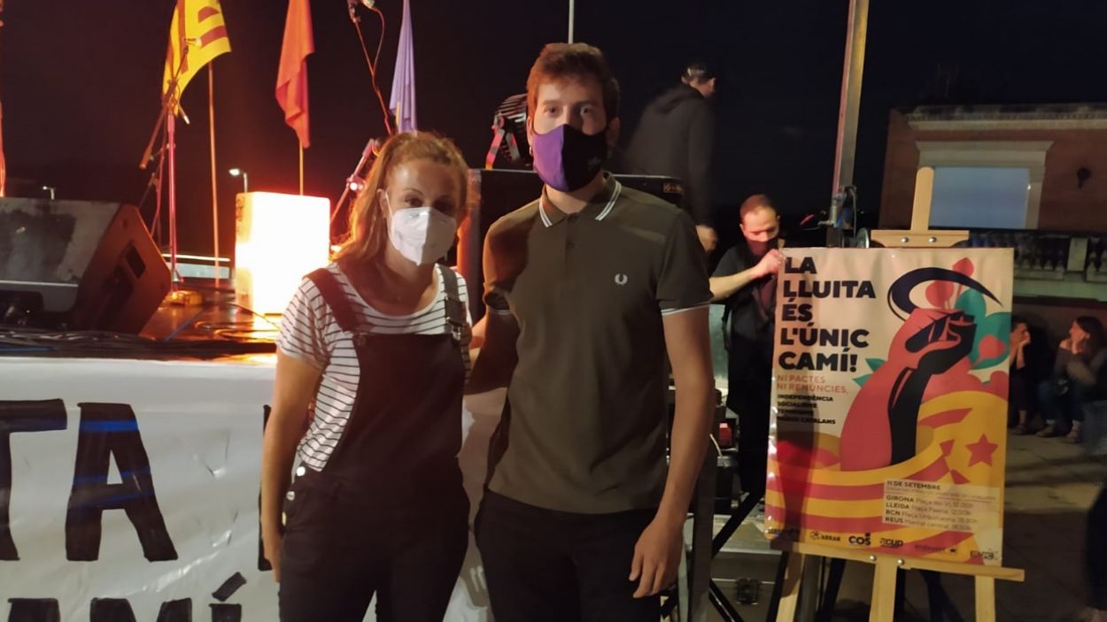 Mireia Vehí i Marco Simarro posen veu als actes reivindicatius previs a la Diada