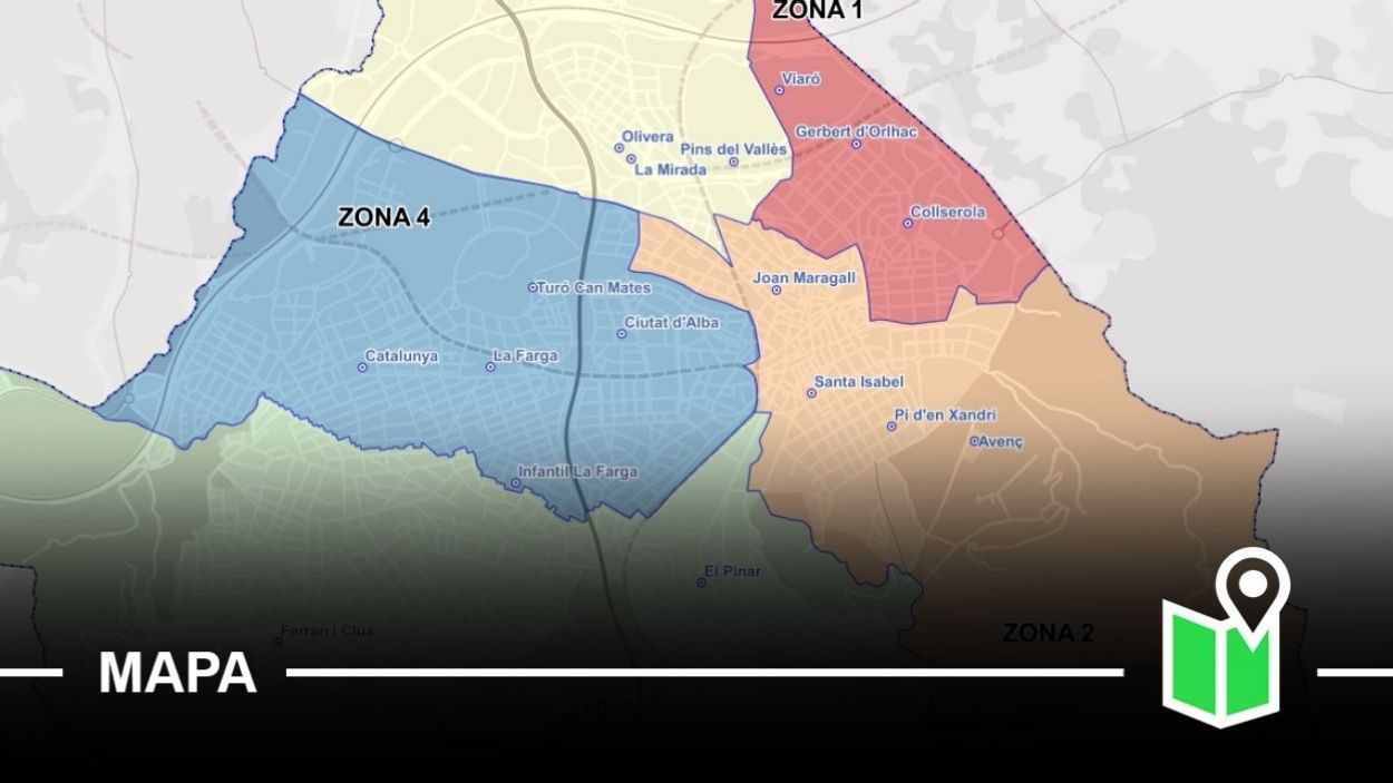 Consulta a quina de les noves cinc zones estan les escoles de Sant Cugat de cara al curs 2022-2023