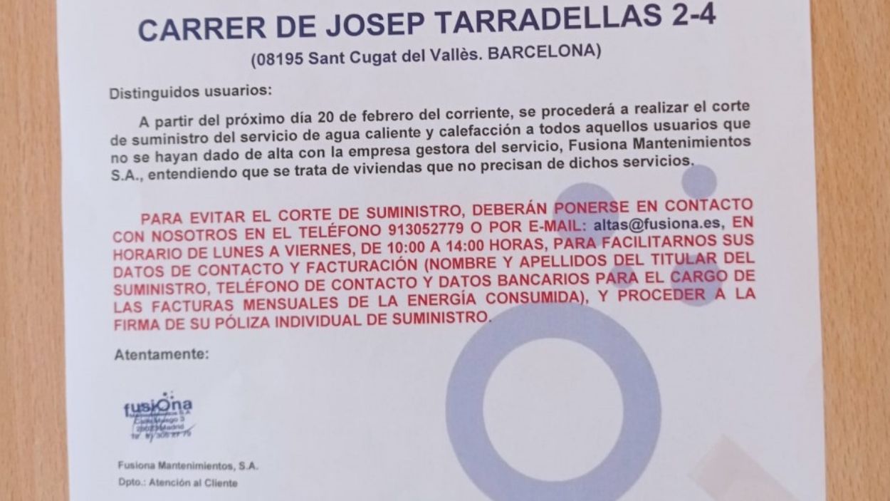Una comunitat de veïns de Sant Cugat, sota l'amenaça de quedar-se sense subministrament d'aigua calenta i calefacció