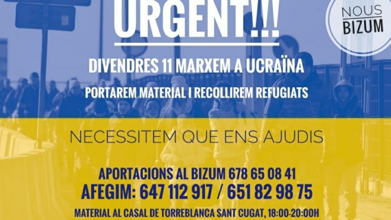 Crida per recollir material en col·laboració amb l'associació ucraïnesa Djerelo