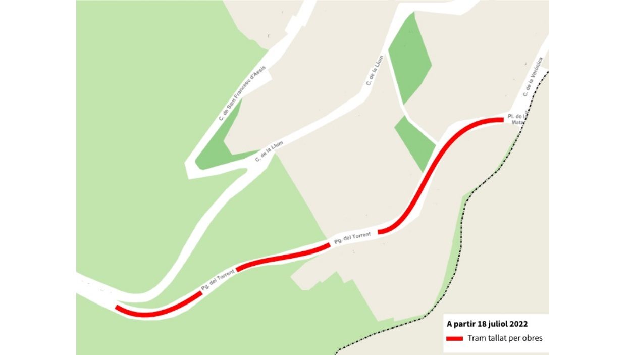 El trànsit al passeig del Torrent es tallarà entre dues i tres setmanes per obres al clavegueram