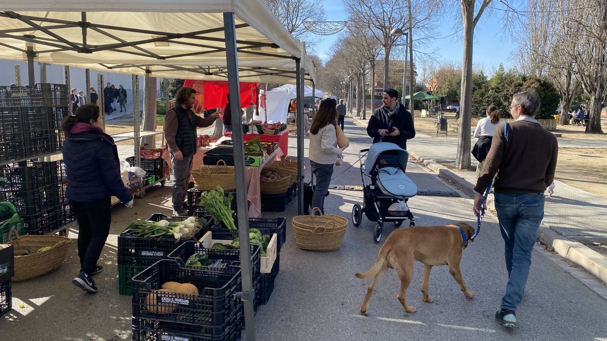 Calçots, botifarres i bon ambient a la calçotada del Mercat de Pagès de Mira-sol