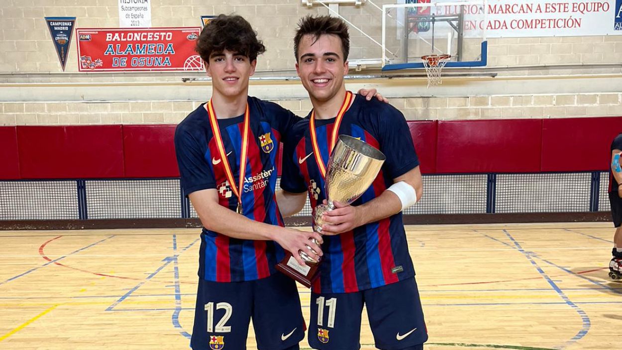 Oriol Añols i Pablo Rodríguez, campions d'Espanya júnior d'hoquei patins amb el Barça