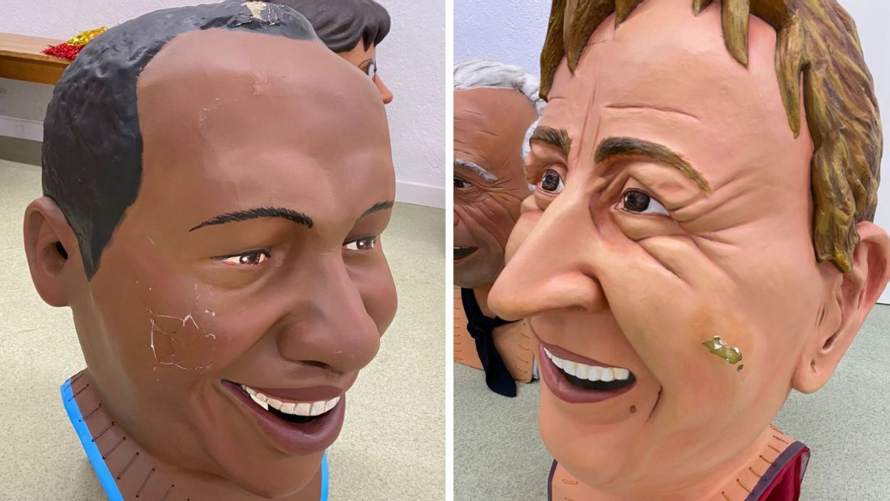 Els Caparrots de Sant Cugat, malmesos per una bretolada abans del seguici nocturn