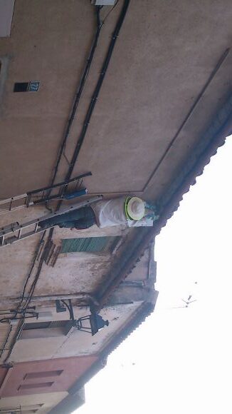 Un eixam d'abelles s'instal·la a una teulada del carrer de Sant Domènec