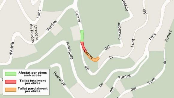 Talls de trànsit al carrer del Pescador a partir d'avui per la construcció d'un tram de clavegueram