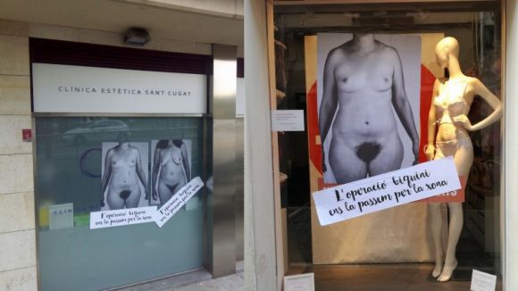 Arran critica l'operació biquini amb cartells en diversos establiments de Sant Cugat