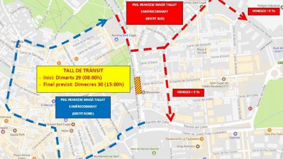 Afectacions al trànsit avui i demà a la cruïlla de Francesc Macià amb el carrer de la Creu