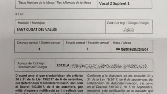 La Guàrdia Civil confisca notificacions de les meses de l'1-O de Sant Cugat
