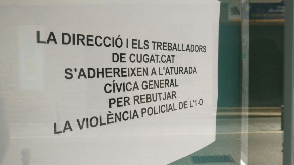 Els treballadors i la direcció de Cugat.cat s'adhereixen a l'aturada cívica del 3-O