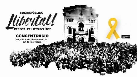 Concentració avui davant de l'Ajuntament per demanar l'alliberament de Junqueras, Forn, Sànchez i Cuixart