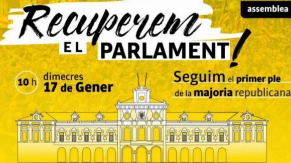 Crida de l'ANC per 'recuperar el Parlament' aquest dimecres amb una concentració per seguir el ple