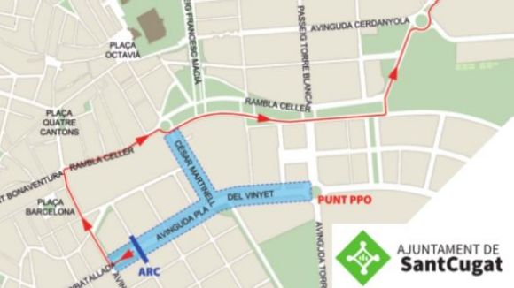 Alt: Actualització de les afectacions de trànsit de Sant Cugat per la sortida de la Volta a Catalunya aquest dimecres