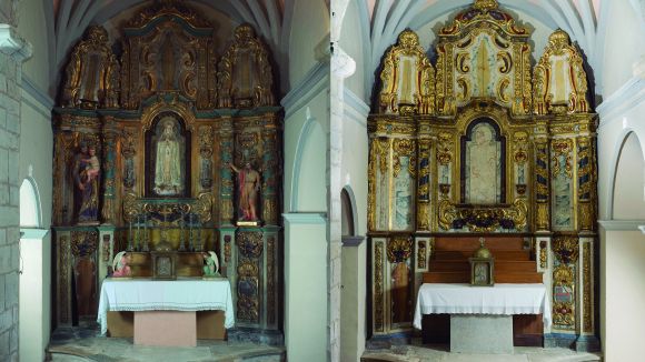 El CRBMC ha restaurat el retaule barroc de la Mare de Déu del Roser de l'església de Santa Maria de Colomers