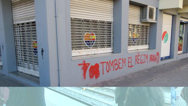 Apareixen pintades signades per Arran a les seus de Cs, el PP i el PSC
