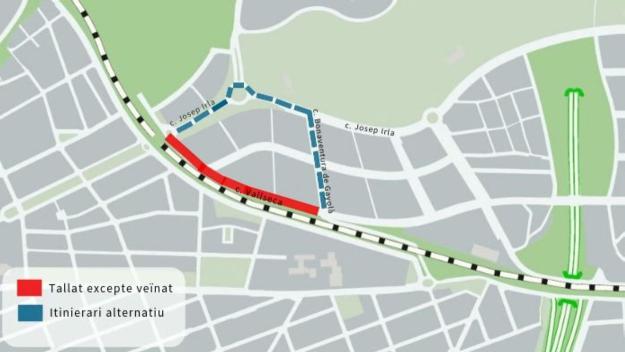 Tall de trànsit avui a  Vallseca pels treballs de pacificació de la circulació