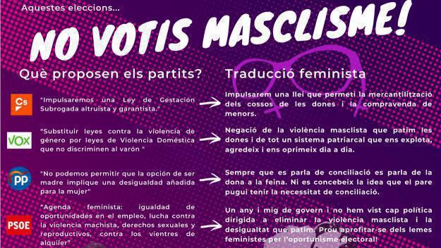Hora Bruixa demana no votar partits que inclouen propostes 'masclistes' al programa