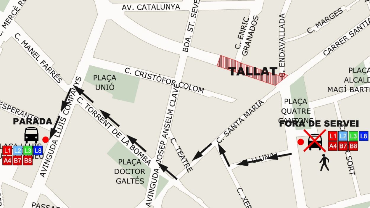 Tall de trànsit aquest diumenge a l'avinguda Rius i Taulet