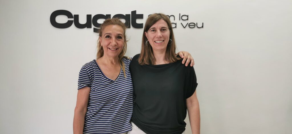 D'esquerra a dreta Clara del Ruste, professora de cos de l'Escola-Conservatori Sant Cugat i Clara Font, professora de clarinet del centre