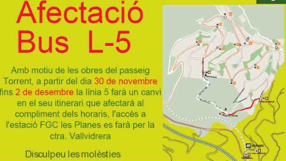 Alteracions d'horari i recorregut a les línies de bus L3 i L5
