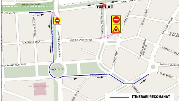 Talls de trànsit per les obres al camí Can Gatxet i l'avinguda Can Picanyol