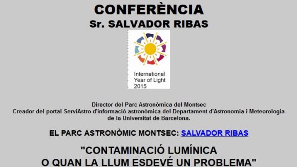L'Associació Astronòmica parla avui de la contaminació lumínica