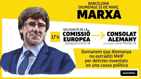 L'ANC i el CDR criden a manifestar-se a Barcelona en protesta contra la detenció de Puigdemont