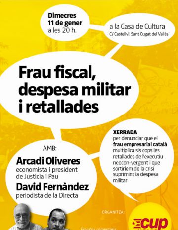Alt: La CUP denuncia el frau empresarial amb una xerrada d'Arcadi Oliveres