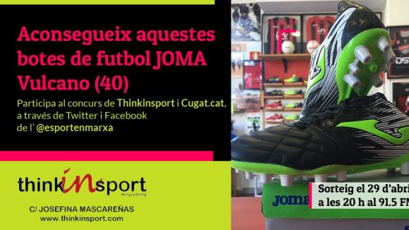 Thinkinsport i 'Esport en Marxa' sortegen aquest abril unes botes de futbol Joma Vulcano