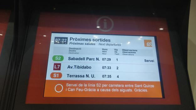 Afectacions a la línia de FGC Barcelona-Vallès per la pluja d'aquesta nit