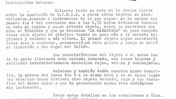 L'exèrcit va investigar la presència d'ovnis a Sant Cugat fa 48 anys, segons uns informes ara desclassificats