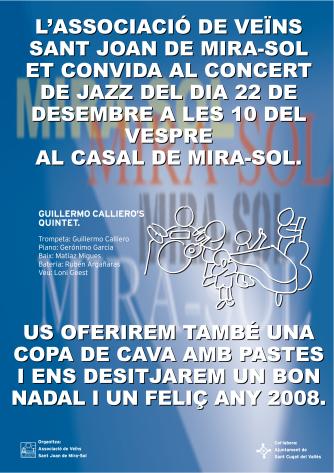 Alt: Concert de jazz i cava amb pastes al Casal de Mira-sol per celebrar el Nadal
