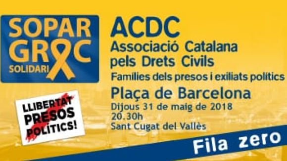 Alt: El 'sopar groc' en favor de l'ACDC arriba aquest dijous a Sant Cugat amb les 500 places exhaurides