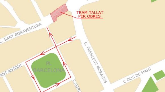 Unes obres d'arranjament tallen part del carrer de Sant Bonaventura