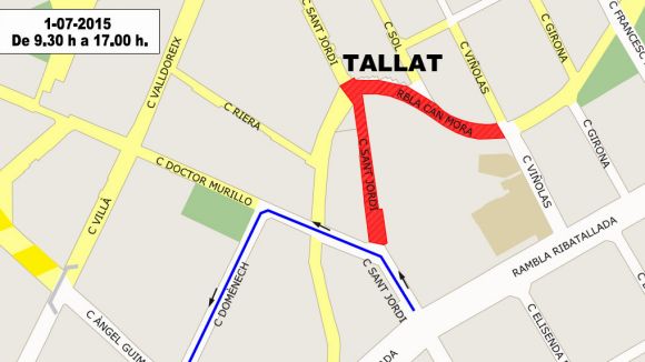 Avui, tall de trànsit al carrer de Sant Jordi i a la Rambla de Can Mora