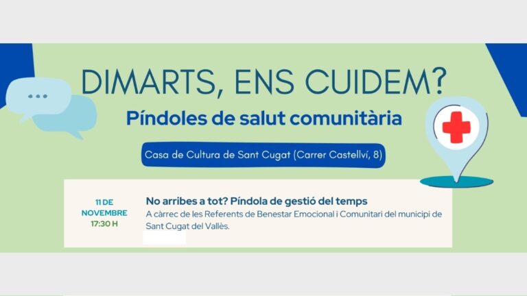Xerrada del cicle ‘Dimarts, ens cuidem?’: 'No arribes a tot? Píndola de gestió del temps' - Imatge destacada