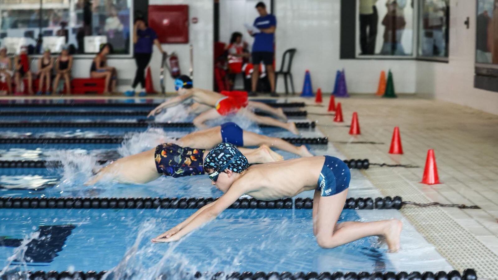 VÍDEO i FOTOS | 200 infants salten a l’aigua en el Campionat de Natació Escolar