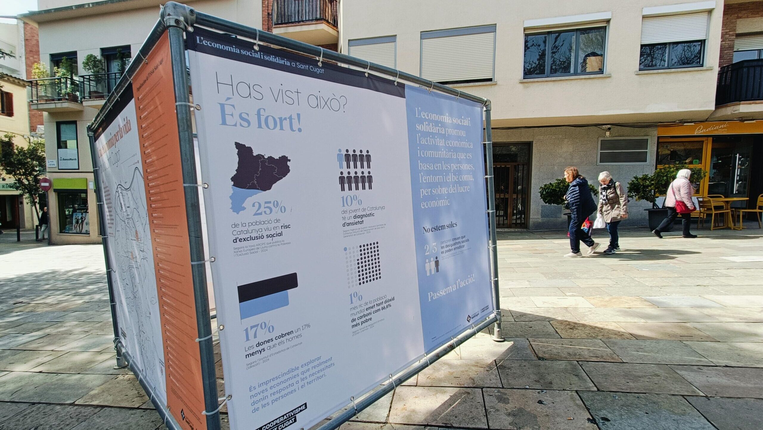 Una exposició itinerant visibilitza l'economia social i solidària a places de Sant Cugat